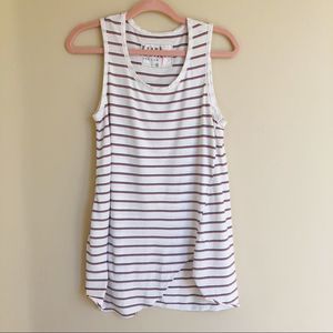 Frank & Eileen White Red Blue Stripe Asymmetrical Tank Top